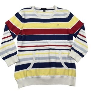 Vintage Tommy Hilfiger Striped Sweater Shirt Women's Size Medium Y2K Colorful